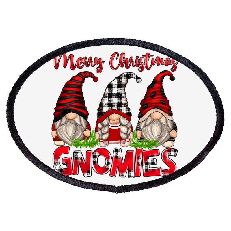 Merry Christmas Gnomies Oval Patch | Artistshot