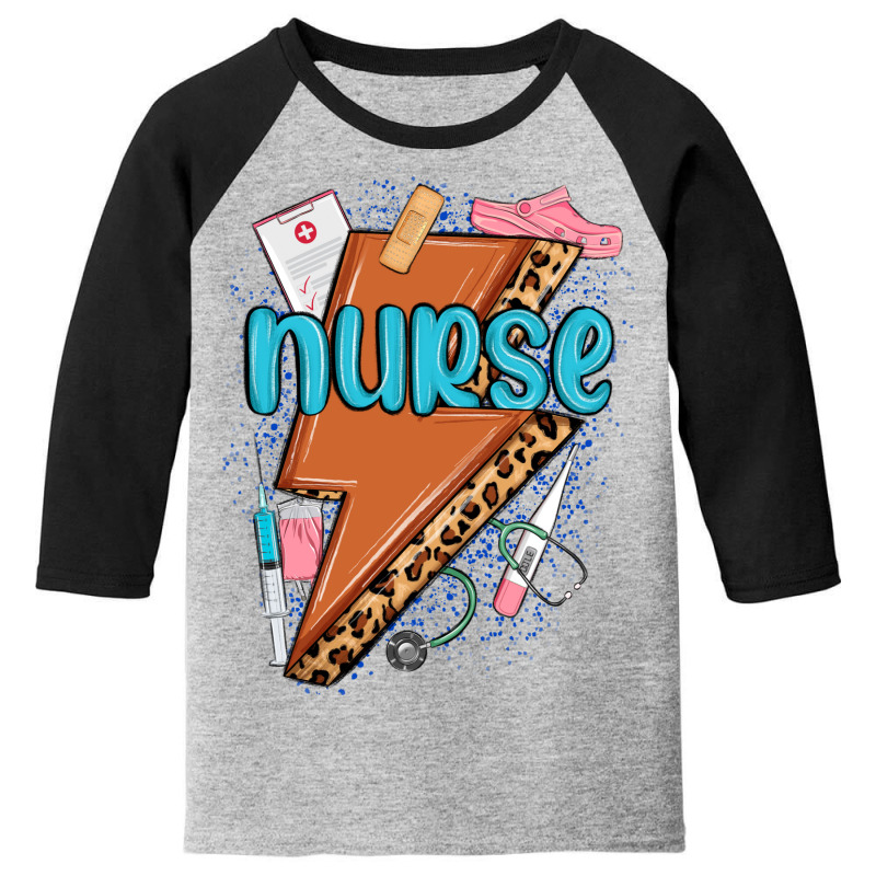 Nurse Lightning Bolt Youth 3/4 Sleeve by MaliasSmallBusiness | Artistshot