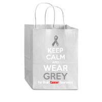 Keep Calm And Wear Grey (for Brain Cancer Awareness) Cub Paper Bag - 8 X 4 1/2 X 10 1/4 | Artistshot