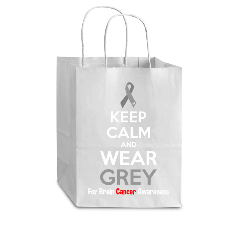 Keep Calm And Wear Grey (for Brain Cancer Awareness) Cub Paper Bag - 8 X 4 1/2 X 10 1/4 | Artistshot