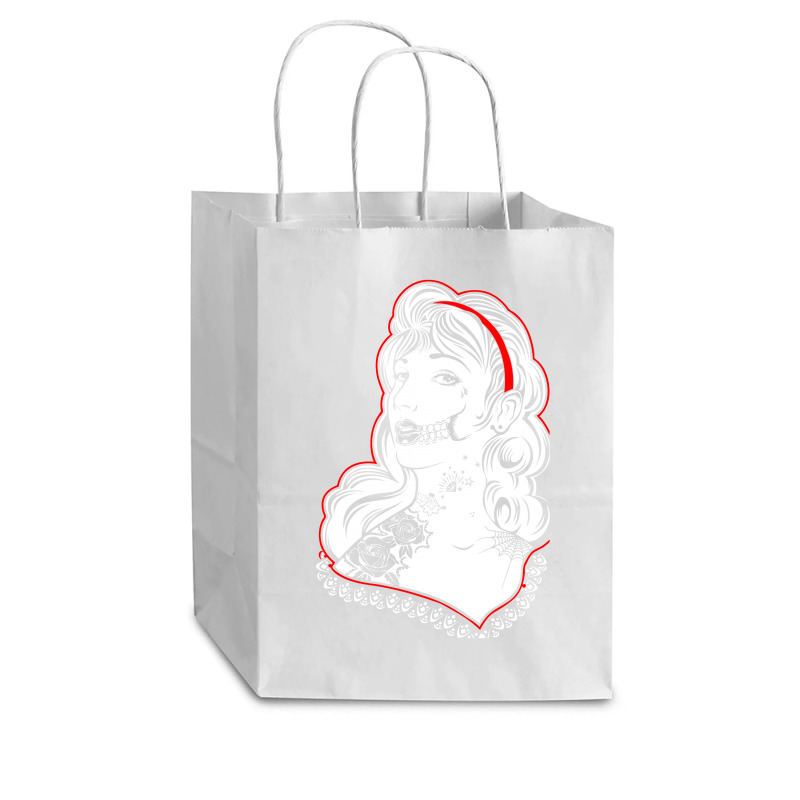 Sugar Skull Women White Cub Paper Bag - 8 X 4 1/2 X 10 1/4 | Artistshot