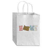 Home State Oregon Map With Floral Pattern And Leopard Texture Cub Paper Bag - 8 X 4 1/2 X 10 1/4 | Artistshot