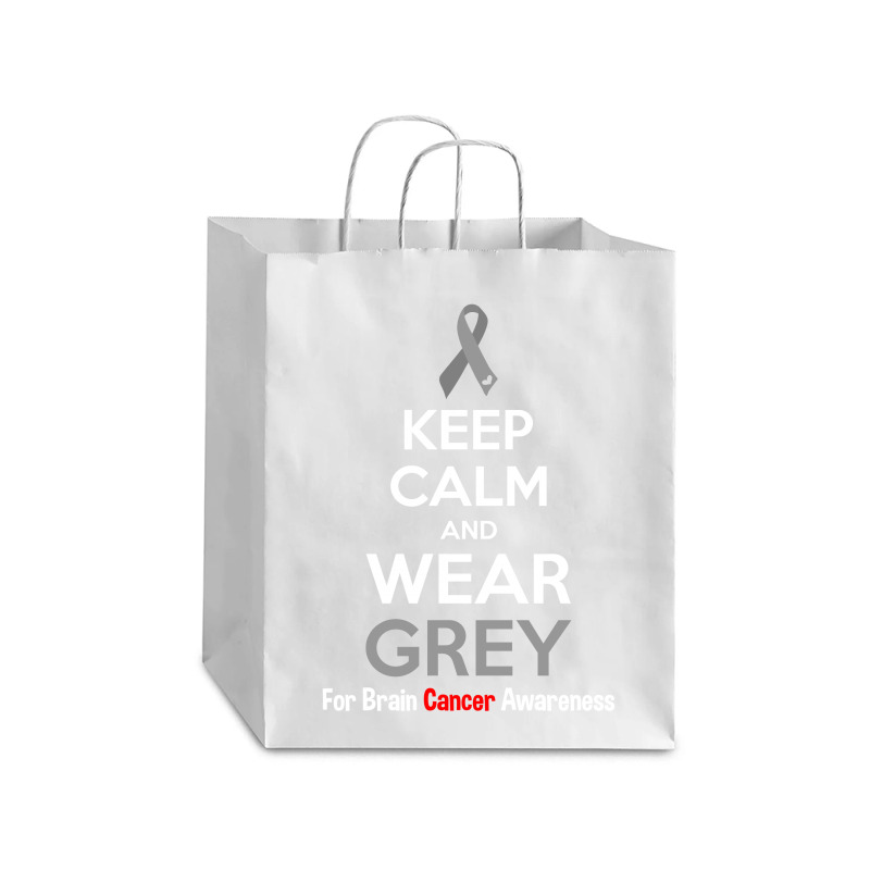 Keep Calm And Wear Grey (for Brain Cancer Awareness) Debie Paper Bag - 10 X 5 X 13 | Artistshot