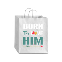 Born To Love Him (born To Love Her – Born To Love Him Couples Design Debie Paper Bag - 10 X 5 X 13 | Artistshot