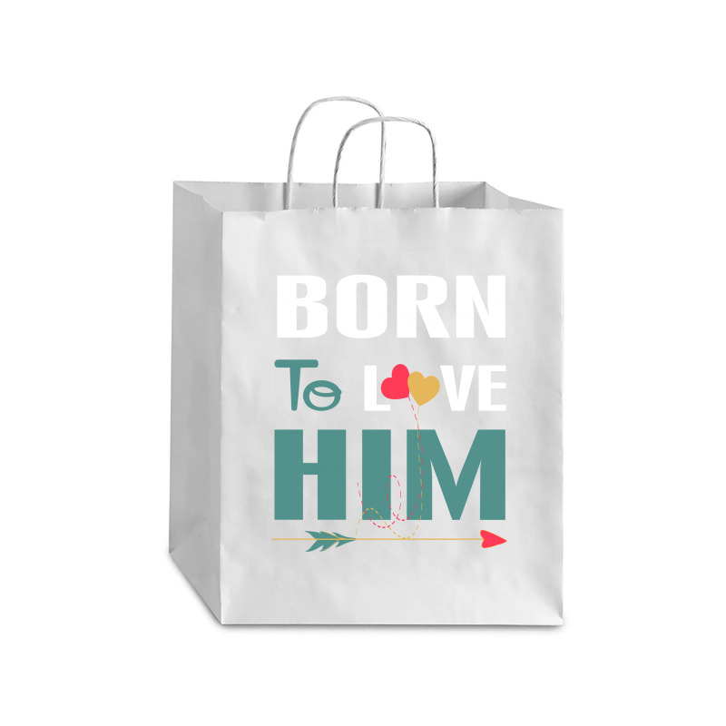 Born To Love Him (born To Love Her – Born To Love Him Couples Design Debie Paper Bag - 10 X 5 X 13 | Artistshot