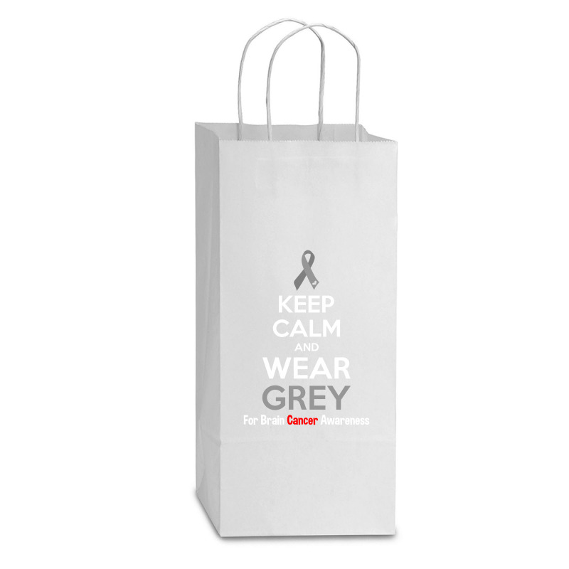 Keep Calm And Wear Grey (for Brain Cancer Awareness) Double Wine Paper Bag - 6 1/2 X 3 1/2 X 12 3/8 | Artistshot