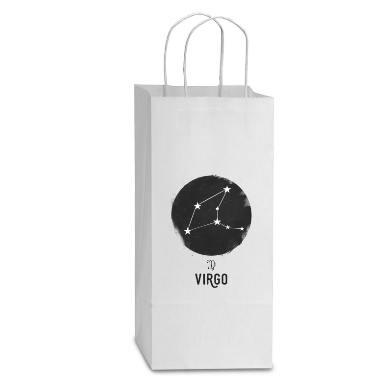 Minimal Virgo Zodiac Sign Double Wine Paper Bag - 6 1/2 X 3 1/2 X 12 3/8 | Artistshot