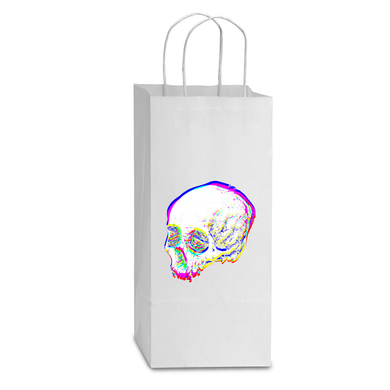 Skull Glitch Double Wine Paper Bag - 6 1/2 X 3 1/2 X 12 3/8 | Artistshot