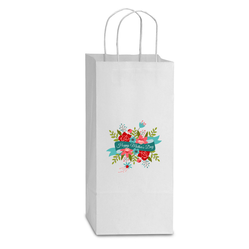 Happy Mother Double Wine Paper Bag - 6 1/2 X 3 1/2 X 12 3/8 | Artistshot