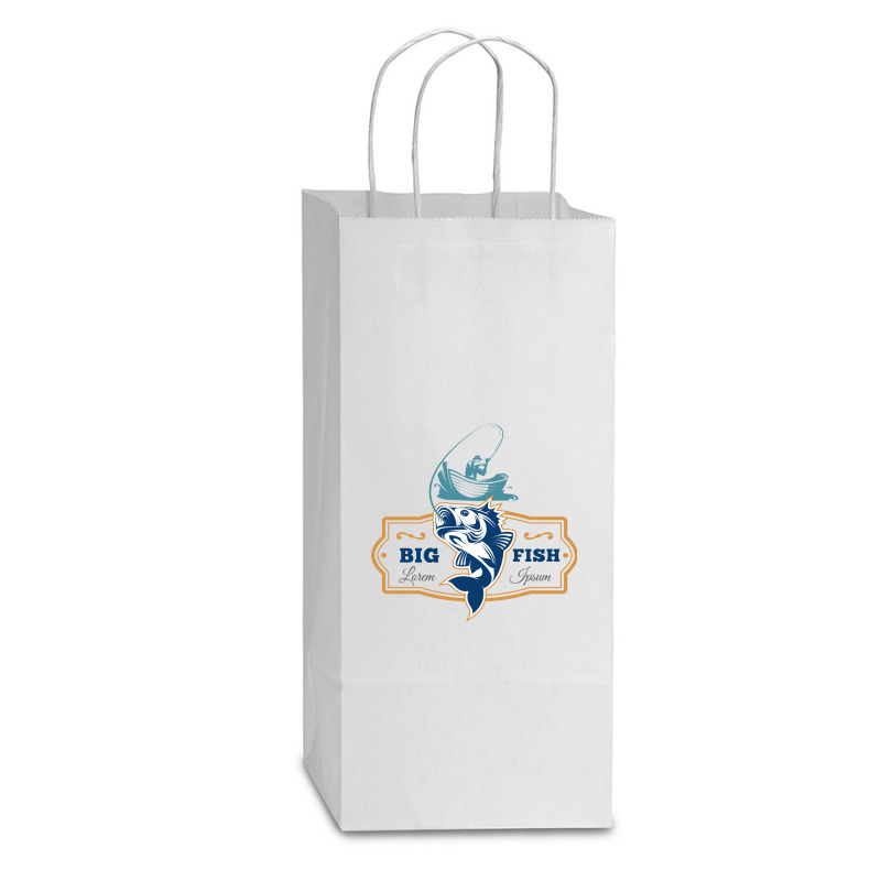 Big Fish Vector Double wine Paper Bag - 6 1/2 x 3 1/2 x 12 3/8 by ZhannaArt | Artistshot