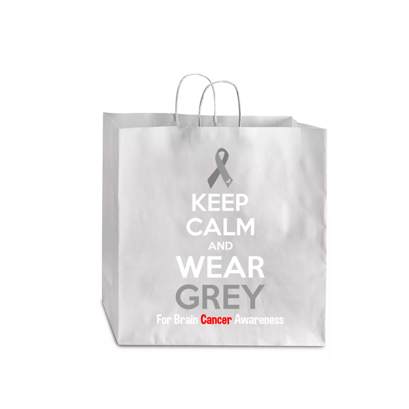 Keep Calm And Wear Grey (for Brain Cancer Awareness) Jumbo Paper Bag - 18 X 7 X 18 3/4 | Artistshot