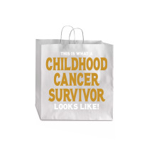 Never Underestimate The Strength Of A Childhood Cancer Warrior Jumbo Paper Bag - 18 X 7 X 18 3/4 | Artistshot