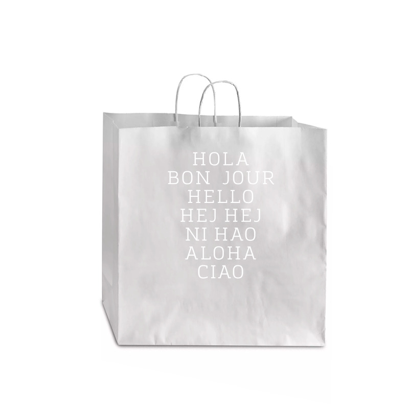 Hello 7 Languages Hola Bonjour Ni Hao Chinese French Italian Jumbo Paper Bag - 18 X 7 X 18 3/4 | Artistshot