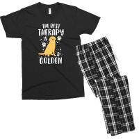 The Best Therapy Is A Golden Retriever Dog Puppy Men's T-shirt Pajama Set | Artistshot