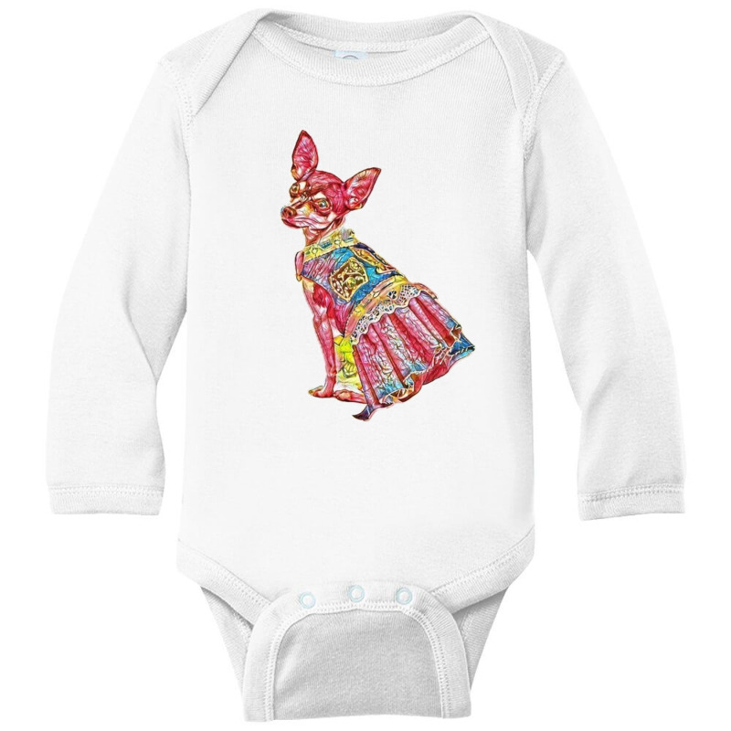 A Chihuahua Dog Is Very Styli Long Sleeve Baby Bodysuit by Kemnabi | Artistshot