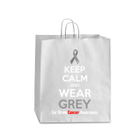 Keep Calm And Wear Grey (for Brain Cancer Awareness) Queen Paper Bag - 16 X 6 X 19 1/4 | Artistshot