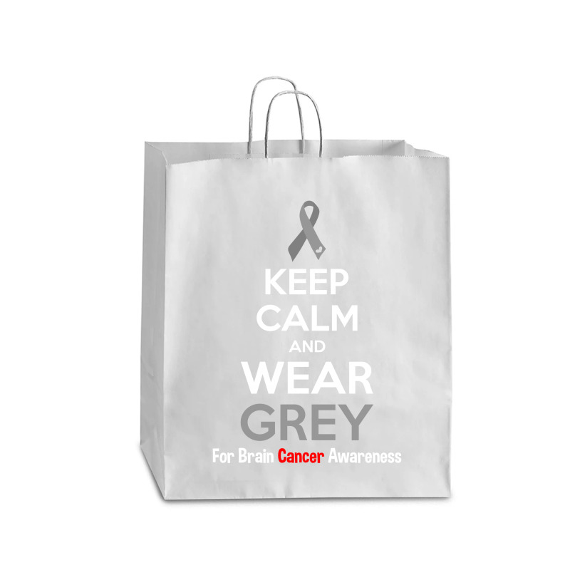 Keep Calm And Wear Grey (for Brain Cancer Awareness) Queen Paper Bag - 16 X 6 X 19 1/4 | Artistshot