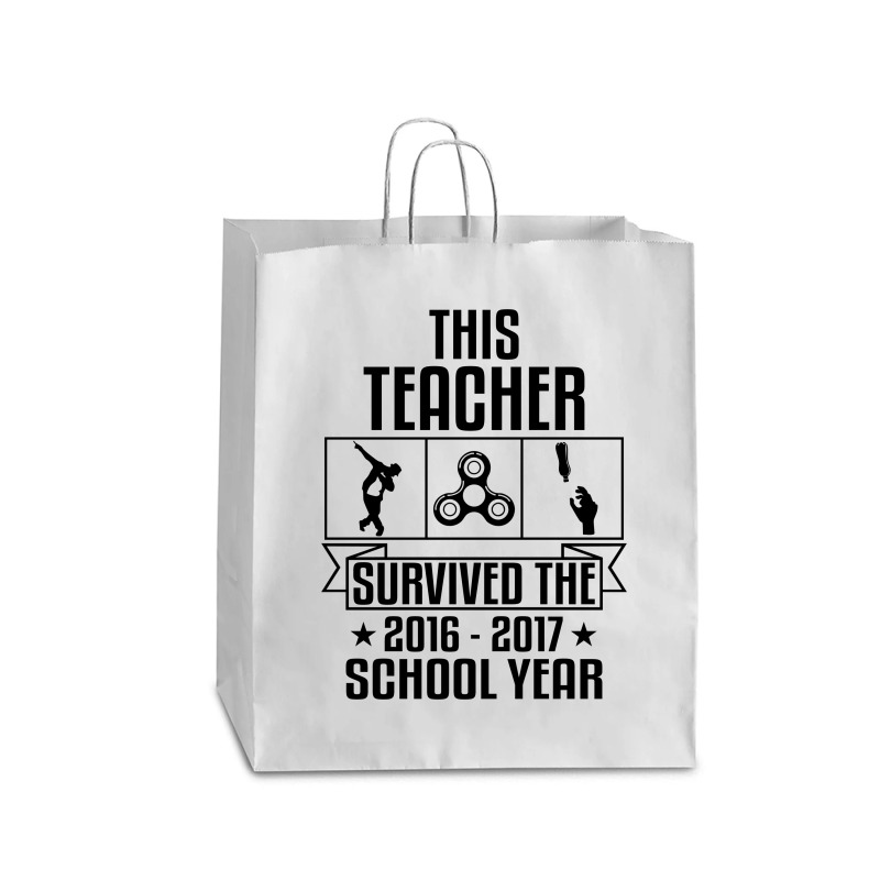 This Teacher Survived The 2016 2017 School Yea Queen Paper Bag - 16 X 6 X 19 1/4 | Artistshot