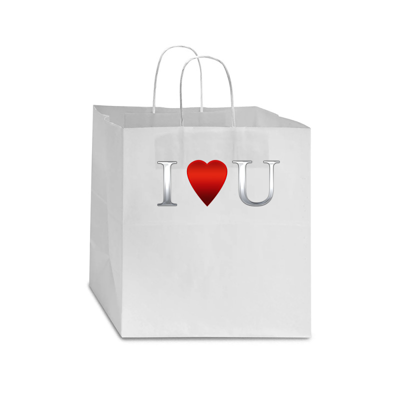 I Love U Heart Star Paper Bag - 13 X 7 X 13 | Artistshot