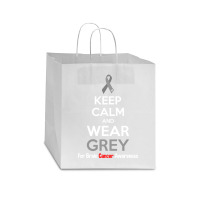 Keep Calm And Wear Grey (for Brain Cancer Awareness) Star Paper Bag - 13 X 7 X 13 | Artistshot