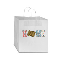 Home State Oregon Map With Floral Pattern And Leopard Texture Star Paper Bag - 13 X 7 X 13 | Artistshot