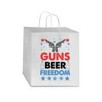 Guns Beer Freedom For White Star Paper Bag - 13 X 7 X 13 | Artistshot