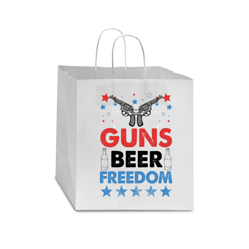 Guns Beer Freedom For White Star Paper Bag - 13 X 7 X 13 | Artistshot