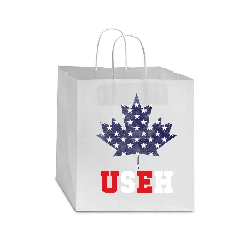 Useh Maple Leaf Flag Star Paper Bag - 13 X 7 X 13 | Artistshot