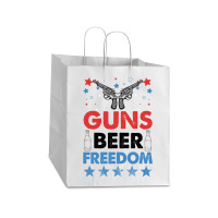 Guns Beer Freedom For White Take Out Paper Bag - 14 X 10 X 15 1/2 | Artistshot