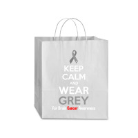 Keep Calm And Wear Grey (for Brain Cancer Awareness) Traveler Paper Bag -13 X 6 X 15 3/4 | Artistshot