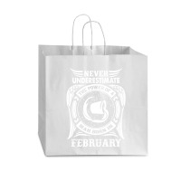 Never Underestimate The Power Of A Man Born In February Vogue Paper Bag - 16 X 6 X 12 | Artistshot