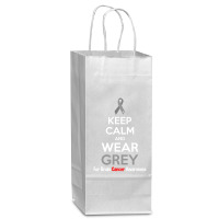 Keep Calm And Wear Grey (for Brain Cancer Awareness) Wine Paper Bag - 5 1/2 X 3 1/4 X 13 | Artistshot