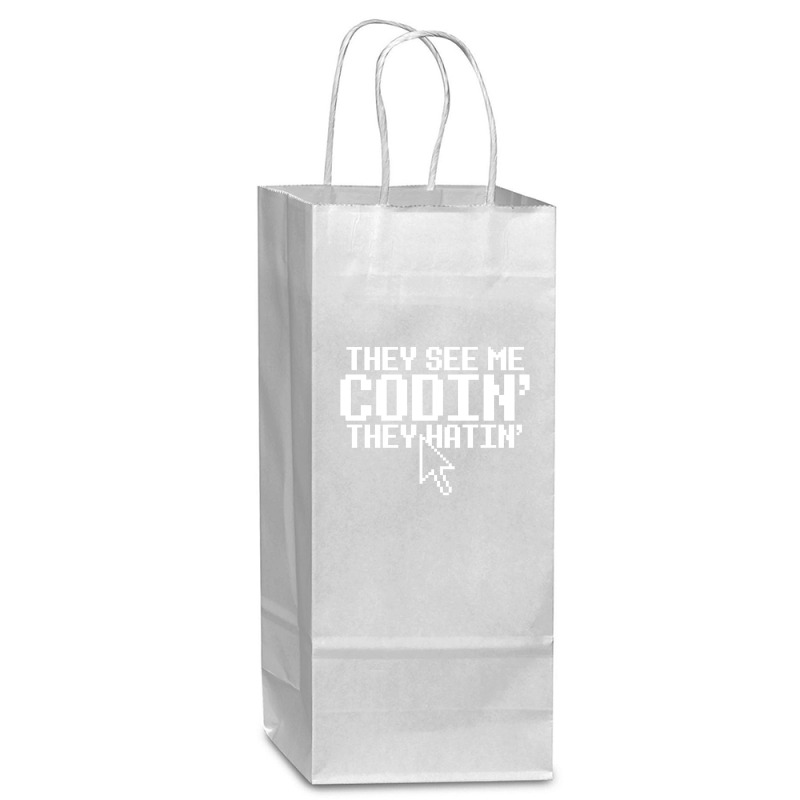 They See Me Codin' They Hatin' Wine Paper Bag - 5 1/2 X 3 1/4 X 13 | Artistshot