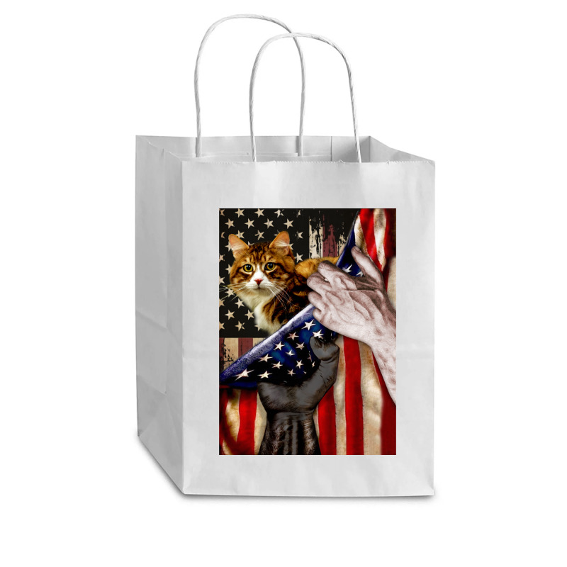 Independence Day Cat American Flag Cub Paper Bag - 8 X 4 1/2 X 10 1/4 | Artistshot