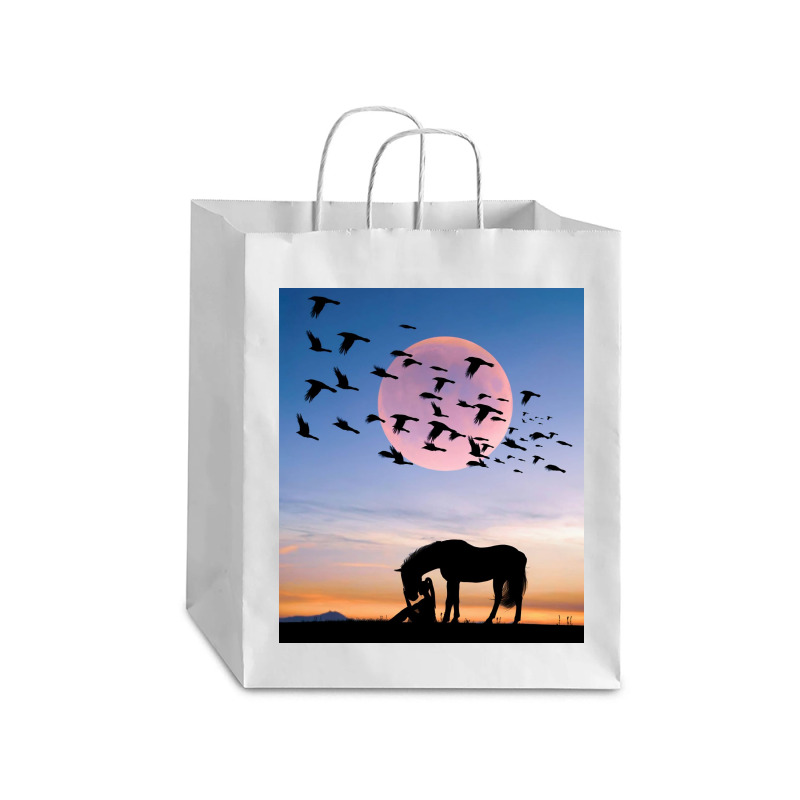 Horse And Woman Debie Paper Bag - 10 X 5 X 13 | Artistshot