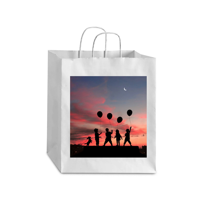 Kids And Balloons Debie Paper Bag - 10 X 5 X 13 | Artistshot