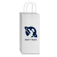 Space Dont Panic Double Wine Paper Bag - 6 1/2 X 3 1/2 X 12 3/8 | Artistshot