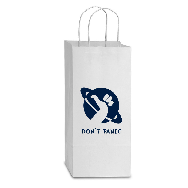 Space Dont Panic Double Wine Paper Bag - 6 1/2 X 3 1/2 X 12 3/8 | Artistshot