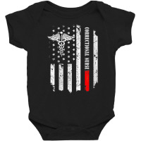 Womens Correctional Nurse American Flag Thin Line Nursing Men Women V Baby Bodysuit | Artistshot