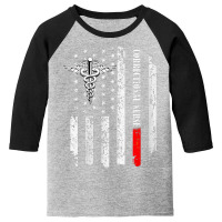 Womens Correctional Nurse American Flag Thin Line Nursing Men Women V Youth 3/4 Sleeve | Artistshot