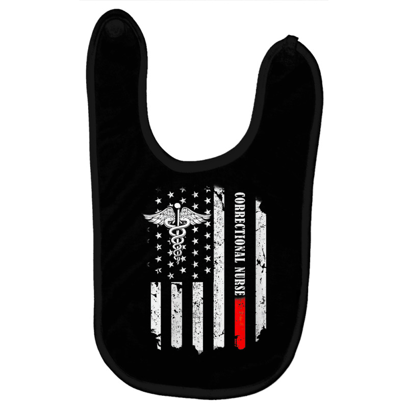 Womens Correctional Nurse American Flag Thin Line Nursing Men Women V Baby Bibs | Artistshot