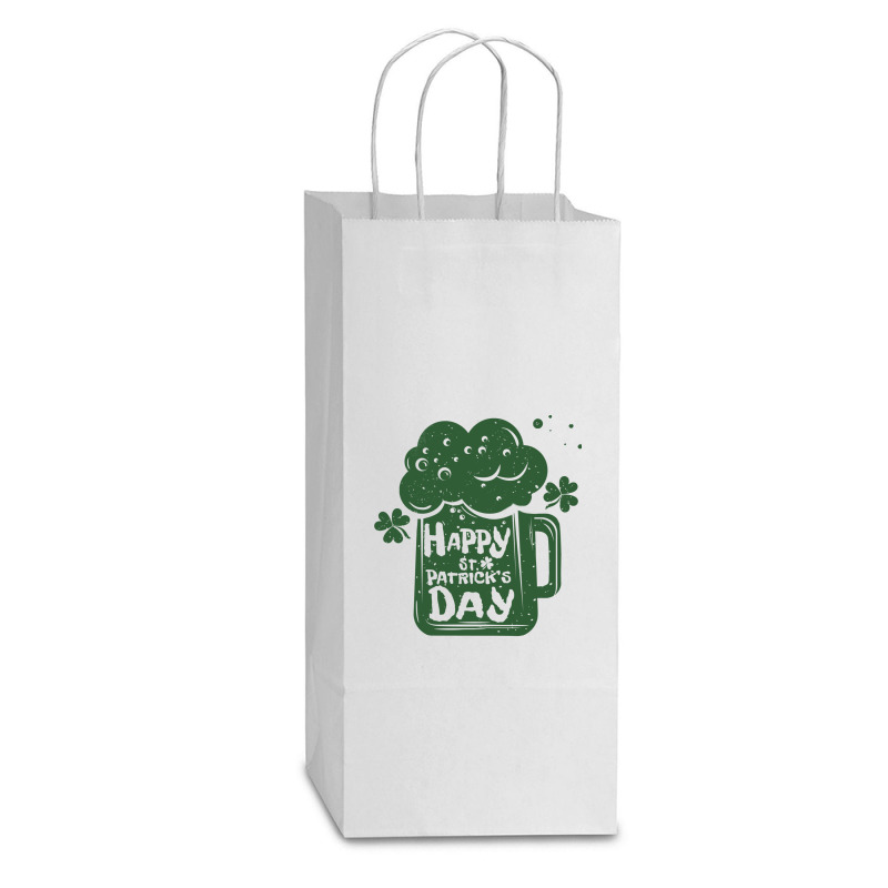 St Patricks Day Shamrock Double Wine Paper Bag - 6 1/2 X 3 1/2 X 12 3/8 | Artistshot