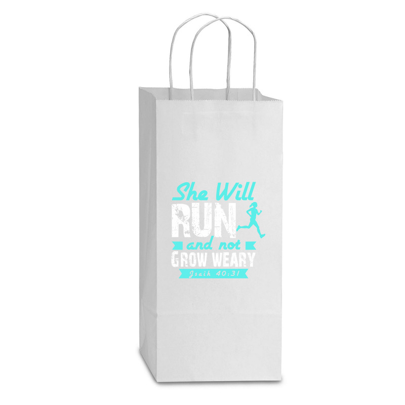 She Will Run And Not Grow Weary Double Wine Paper Bag - 6 1/2 X 3 1/2 X 12 3/8 | Artistshot