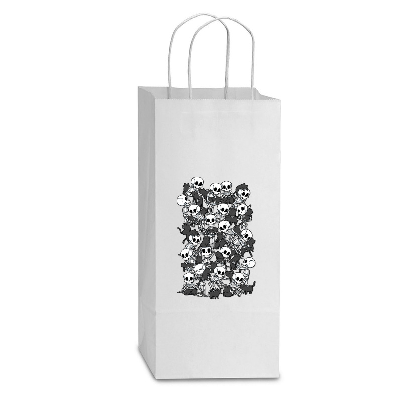 Cat Skull Party Double Wine Paper Bag - 6 1/2 X 3 1/2 X 12 3/8 | Artistshot