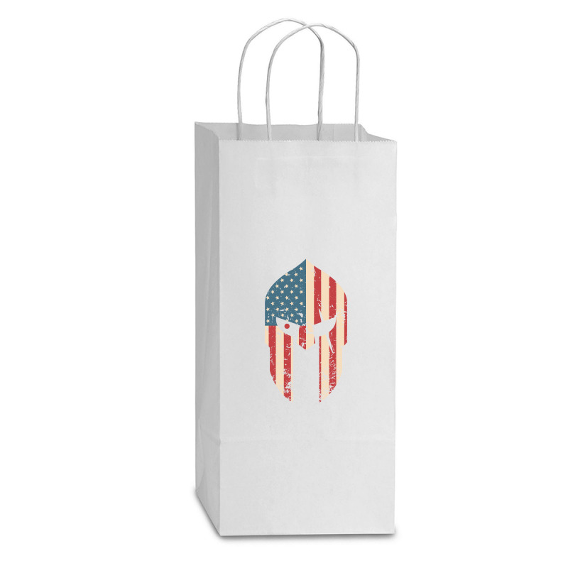 Spartan Warrior Helmet American Usa Flag | Ancient Greek Double Wine Paper Bag - 6 1/2 X 3 1/2 X 12 3/8 | Artistshot