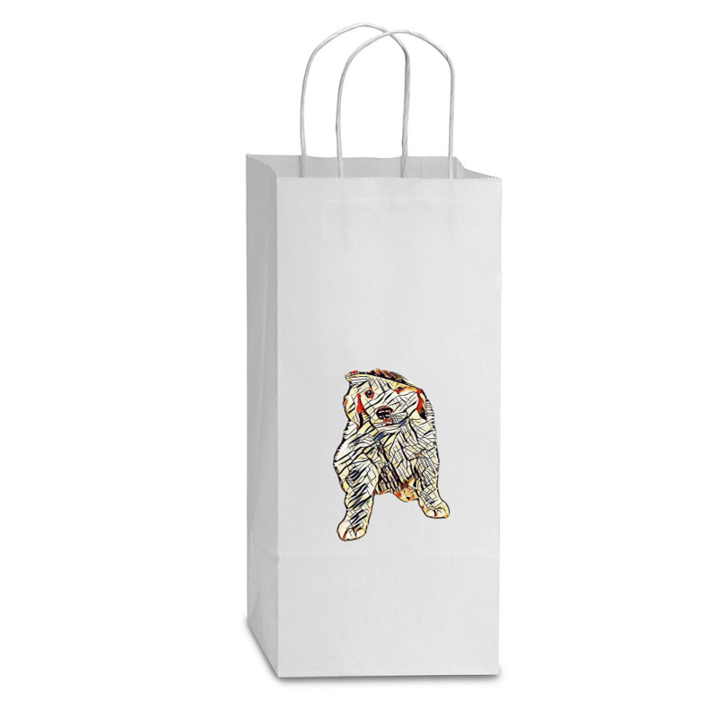 Golden Retriever Puppy Wearin Double Wine Paper Bag - 6 1/2 X 3 1/2 X 12 3/8 | Artistshot