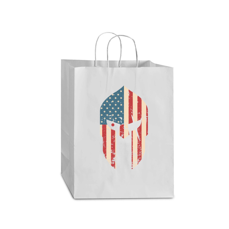 Spartan Warrior Helmet American Usa Flag | Ancient Greek Mart Paper Bag -13 X 7 X 17 | Artistshot