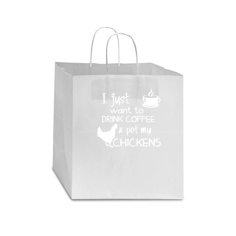 Drink Coffee And Pet My Chickens Star Paper Bag - 13 X 7 X 13 | Artistshot