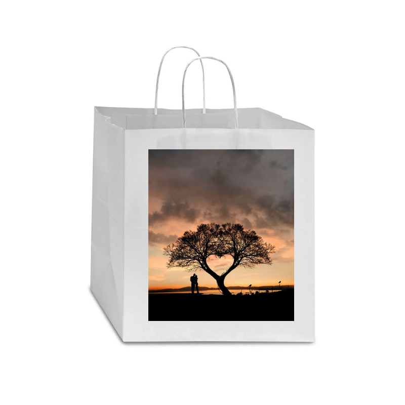 Tree And Heart Star Paper Bag - 13 X 7 X 13 | Artistshot