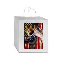 Independence Day Cat American Flag Star Paper Bag - 13 X 7 X 13 | Artistshot